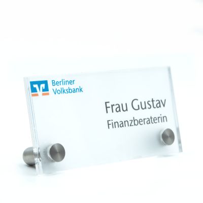 Tischschild Vitrum T 150 75 mm aus Acryl